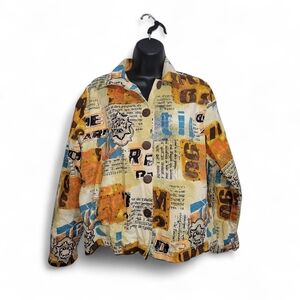 Vintage New Direction Art-to-Wear Newspaper Print Jacket - 100% Cotton - Size M